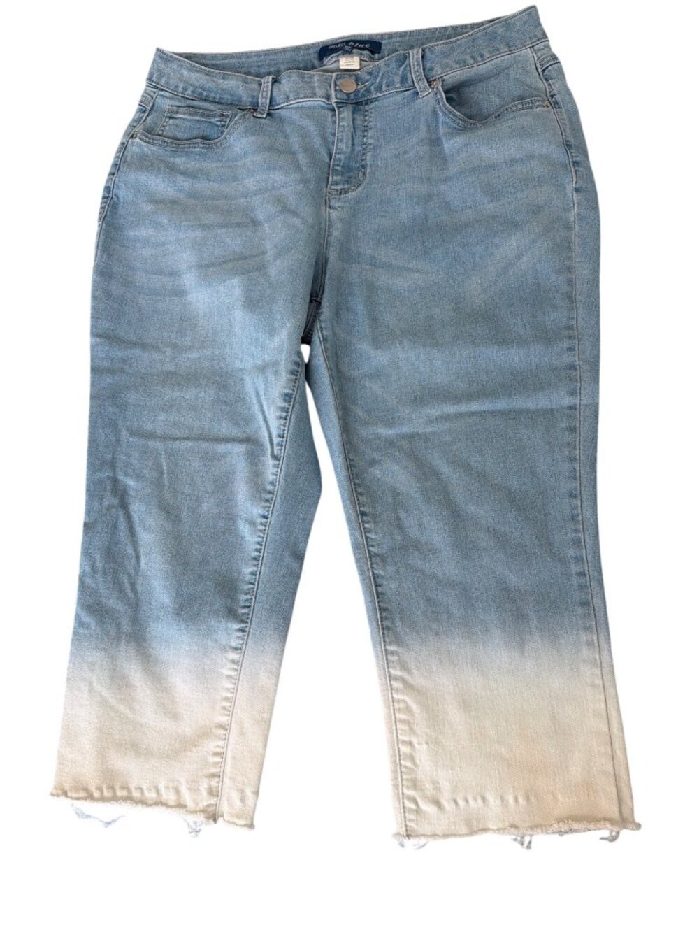 Project Blue Ombre Raw Hem Denim Jeans Cropped Plus Size 16W Flattering Fit